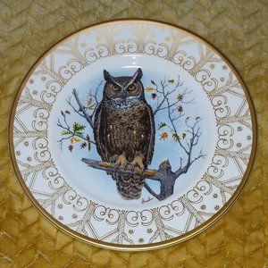 Edward Marshall Boehm Owl Plate Fine Bone China Great Horned Owl EUC.